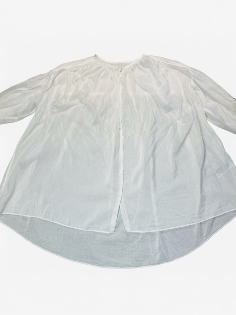 New Banana Republic West Oversized Cotton Silk Shirt In Transition White Size S - Picture 6 of 10